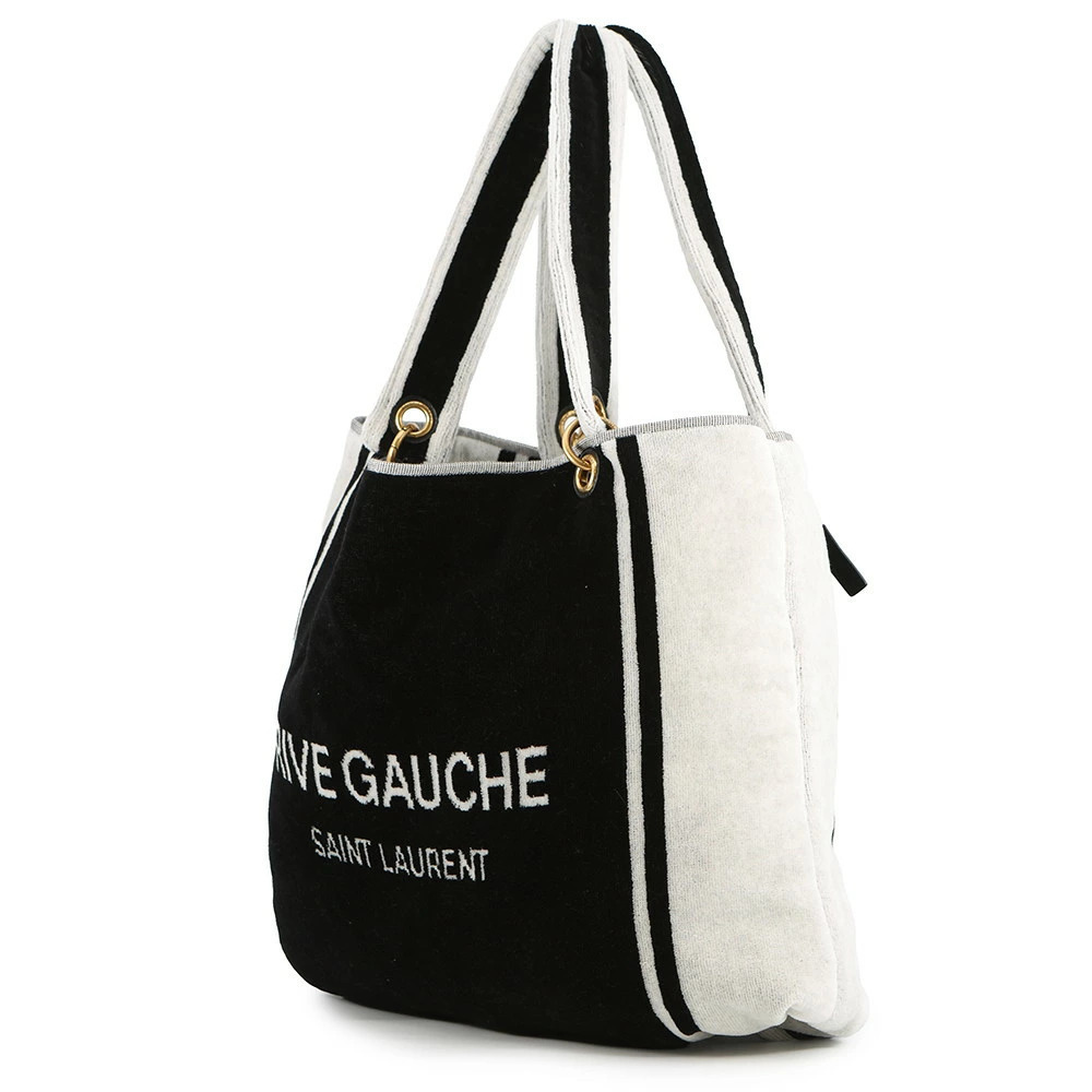 Saint Laurent Paris Tote Bag RIVE GAUCHE Towel Black White - Picture 2 of 12